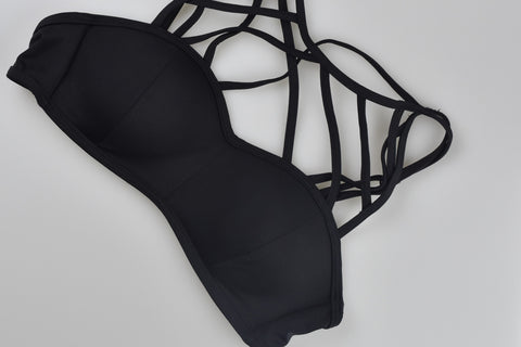 PINK Swim Suit Negro Doble Tirantes Cruzado Chico