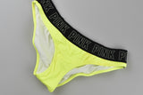 PINK Cheekini Panty Amarillo Orilla Negra Letras Pink Grande