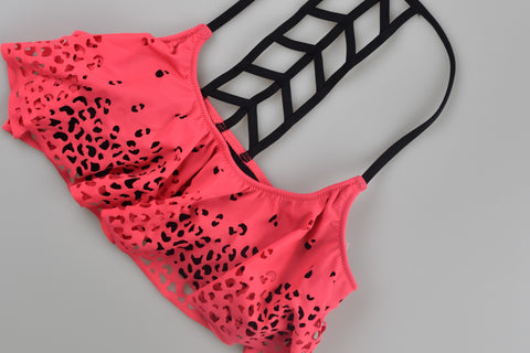 PINK Swim Suit Rojo Tirante Negro  Mediana