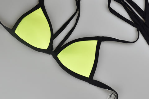 PINK Swim Suit Amarillo Orilla Negra 1 Mediana